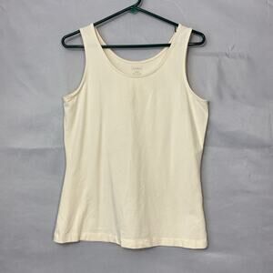 L.L. Bean Top S Womens Pale Yellow Tank Cotton Blend Basic Stretch Tagless